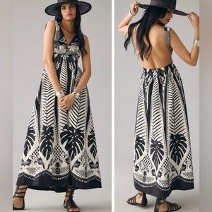 Farm Rio Black Macaw Elegance Maxi Dress